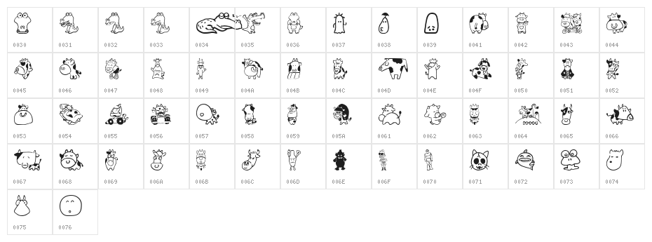 SakabeAnimal03 Character Map
