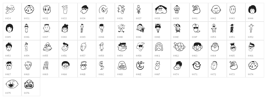 SakabePeople01 Character Map