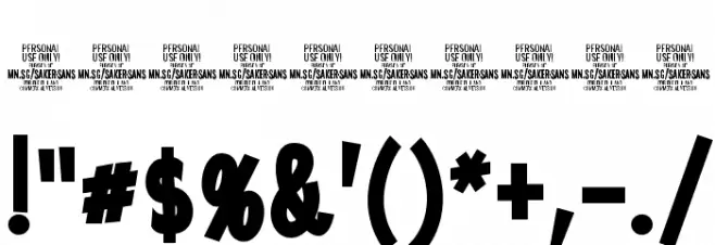 Saker Sans Black PERSONAL USE Font OTHER CHARS