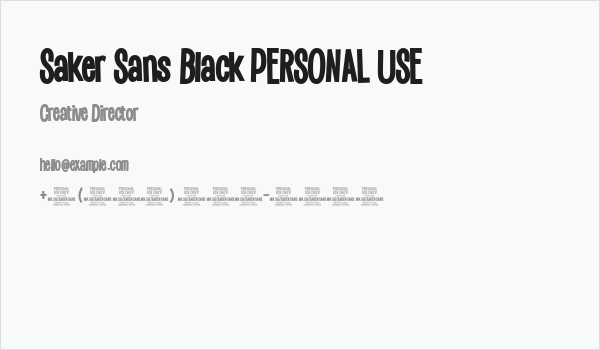 Saker Sans Black PERSONAL USE Business Card