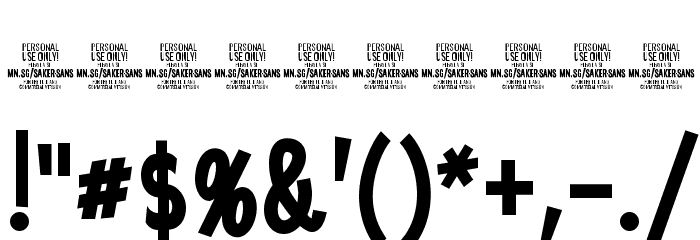Saker Sans Bold PERSONAL USE Font OTHER CHARS