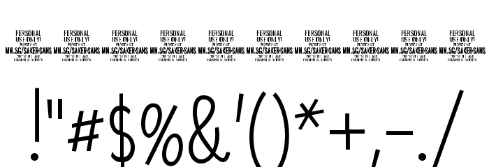 Saker Sans Light PERSONAL USE Font OTHER CHARS