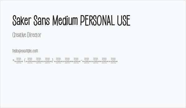 Saker Sans Medium PERSONAL USE Business Card