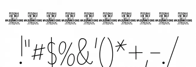 Saker Sans Thin PERSONAL USE Font OTHER CHARS