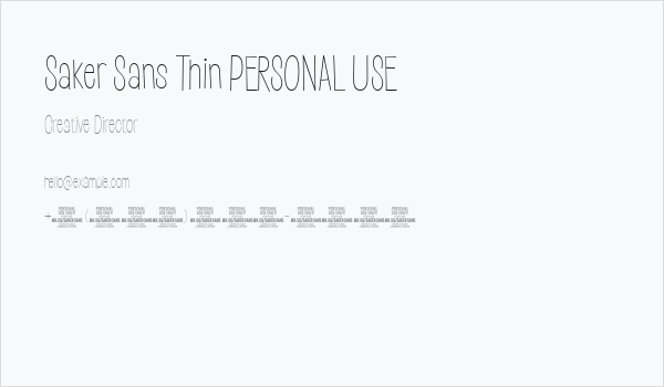 Saker Sans Thin PERSONAL USE Business Card