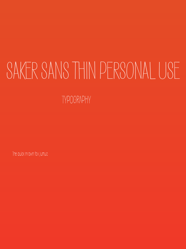 Saker Sans Thin PERSONAL USE Poster