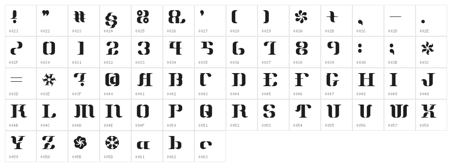 Sakura RegularE Character Map