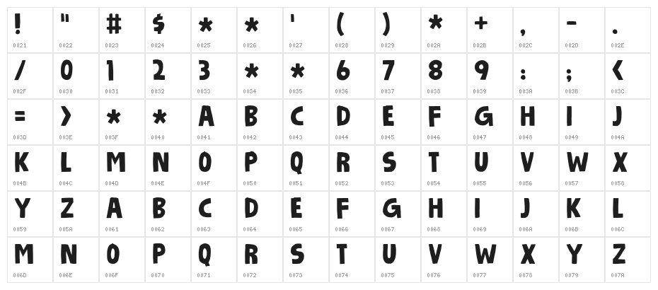 Salacious DEMO Regular Character Map
