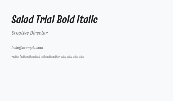 Salad Trial Bold Italic Business Card