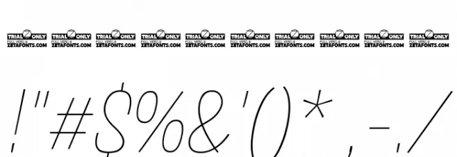 Salad Trial Extralight Italic Font OTHER CHARS