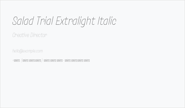 Salad Trial Extralight Italic Business Card