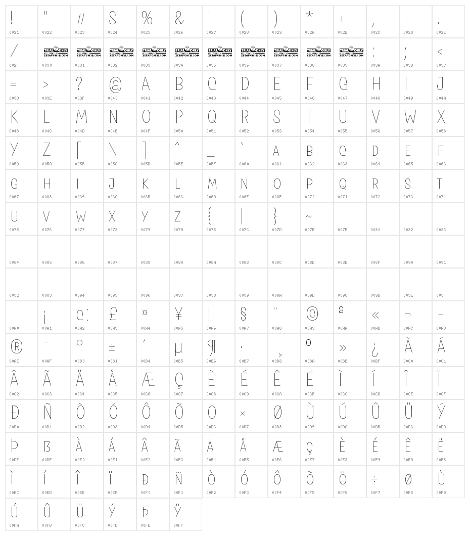 Salad Trial Interlock Var Character Map