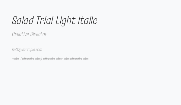 Salad Trial Light Italic Business Card