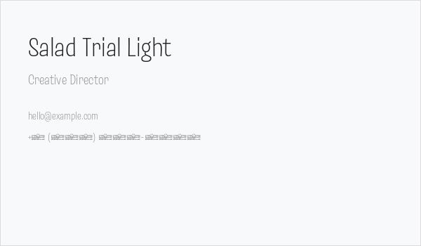 Salad Trial Light Business Card