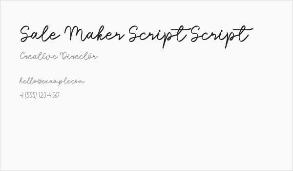 Sale Maker Script Script Business Card