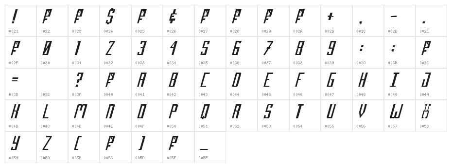 Salinas Motion Clerk 1 Character Map