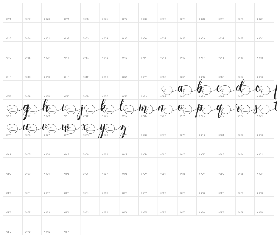 Sallas Alt 1 Demo Character Map
