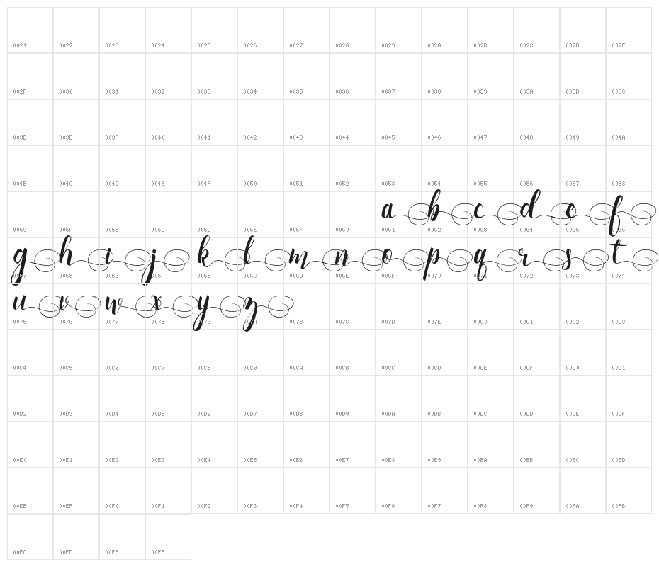 Sallas Alt 2 Demo Character Map