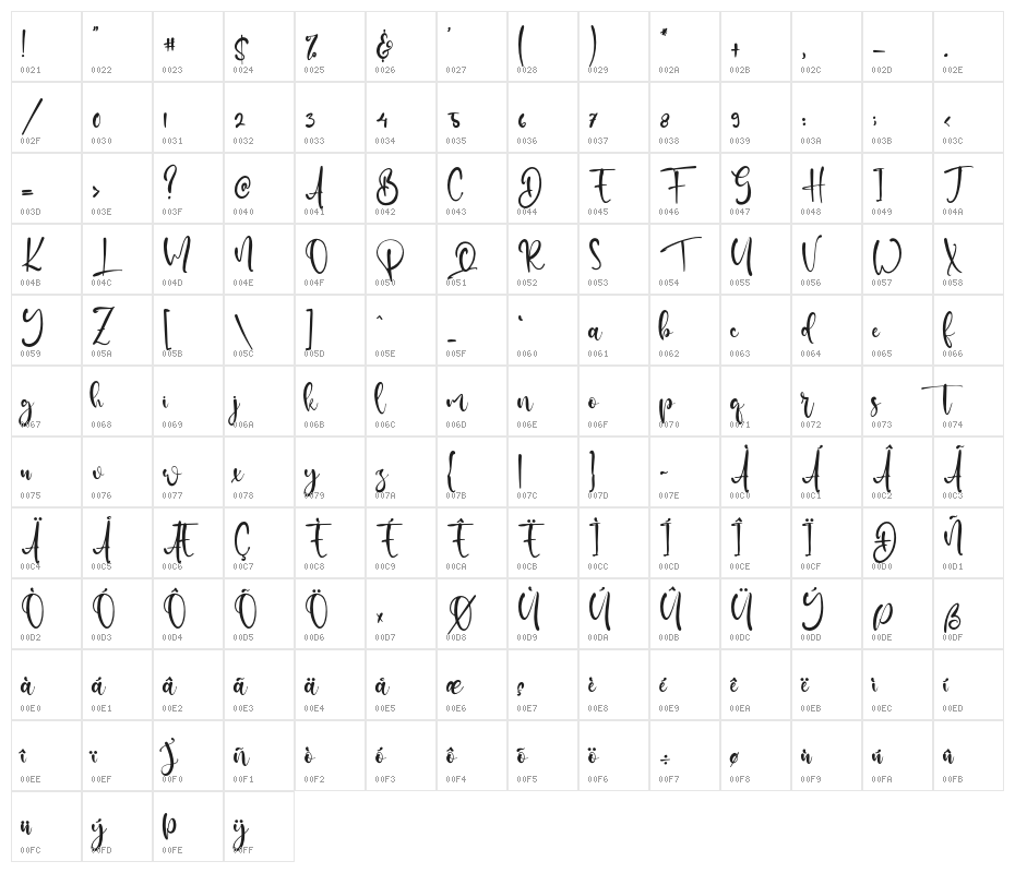 SallyNelson Character Map