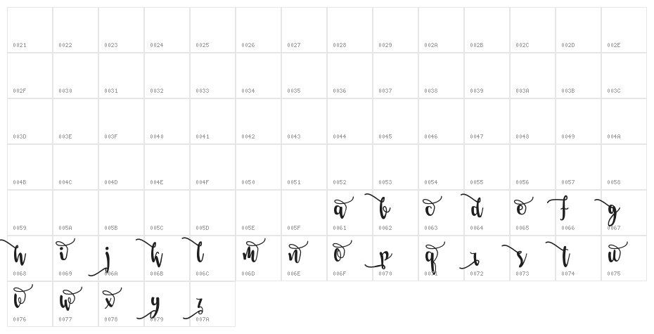 Salma Stylistic 2 Character Map