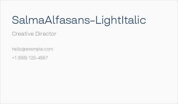 SalmaAlfasans-LightItalic Business Card
