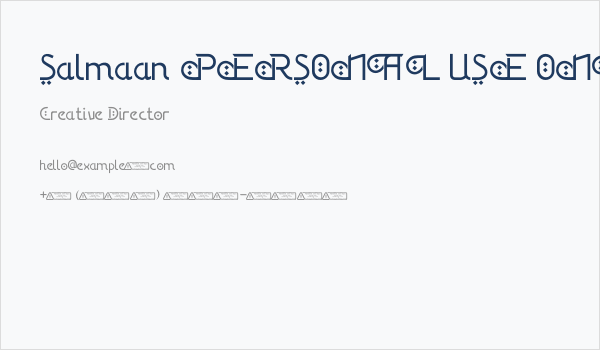 Salmaan PERSONAL USE ONLY! Business Card