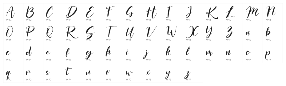 Salmanda Character Map