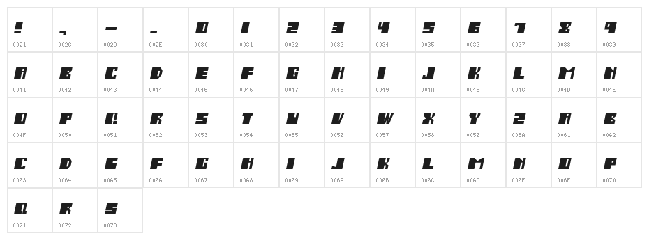 Salmiak Italic Character Map