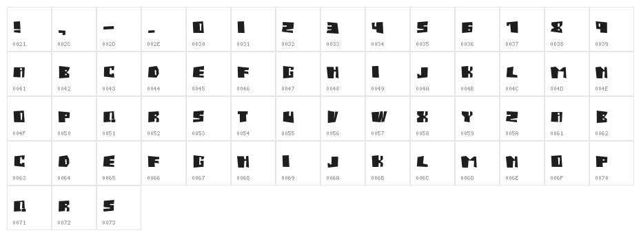 Salmiak Screwed Character Map