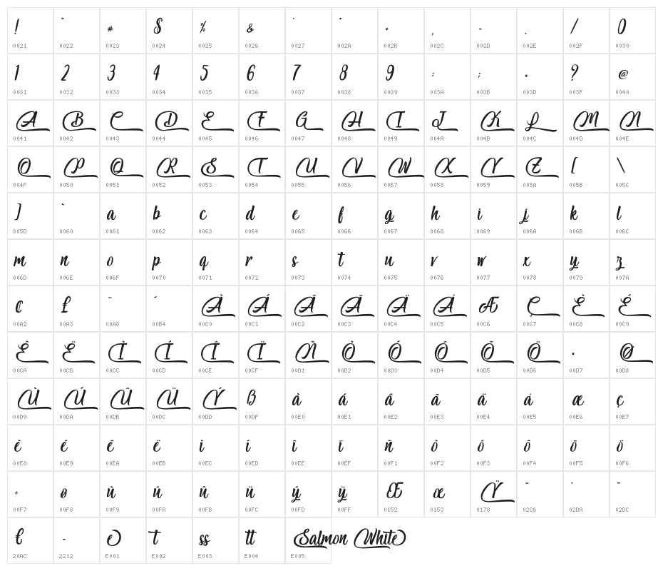 Salmon White - Personal Use Character Map