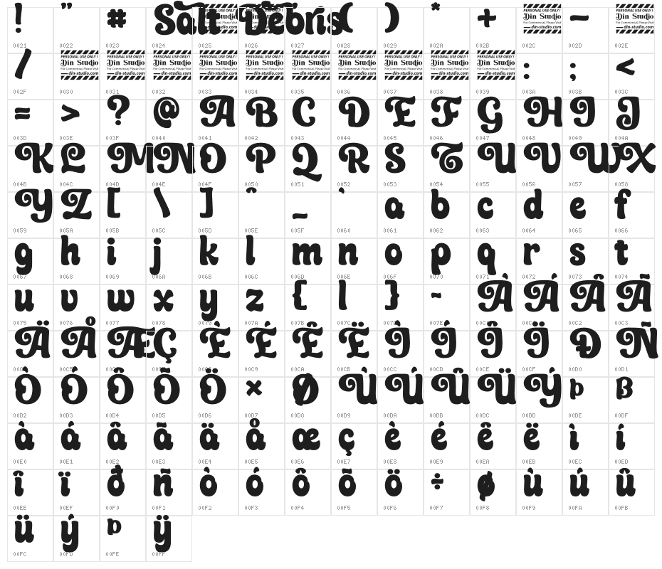 Salt Debris personal use Character Map