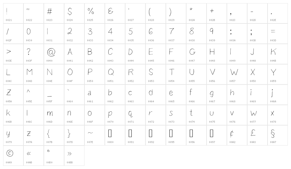 Salt Regular Character Map