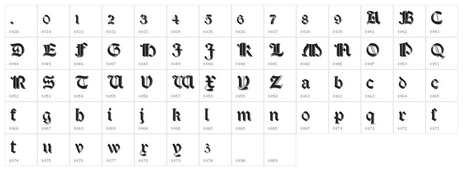 Salterio Shadow Character Map