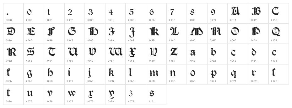 Salterio Trash Character Map