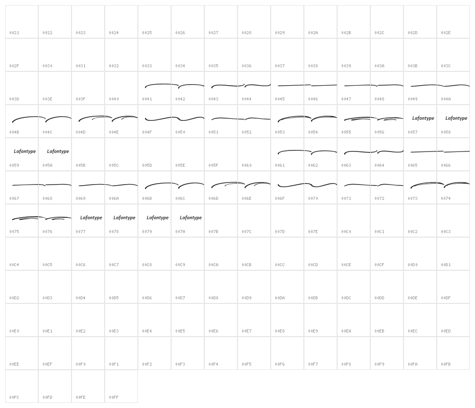 Saltines Swash Character Map