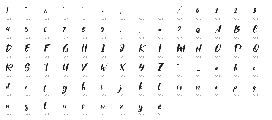 Saltino Character Map