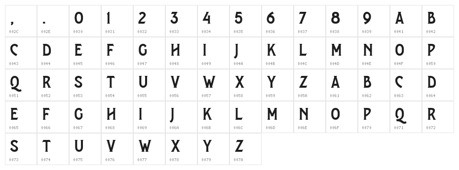 SalveationSerif Character Map