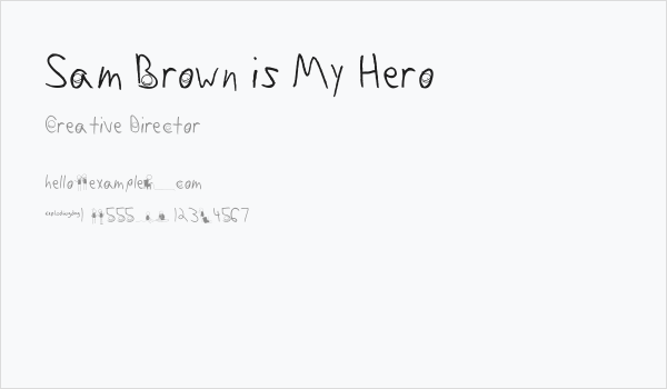 Sam Brown is My Hero Business Card