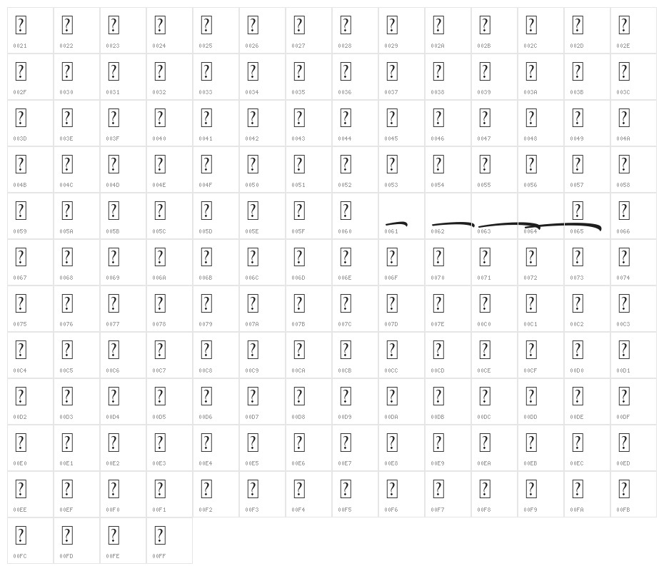 Samble Tracie_Swash Character Map