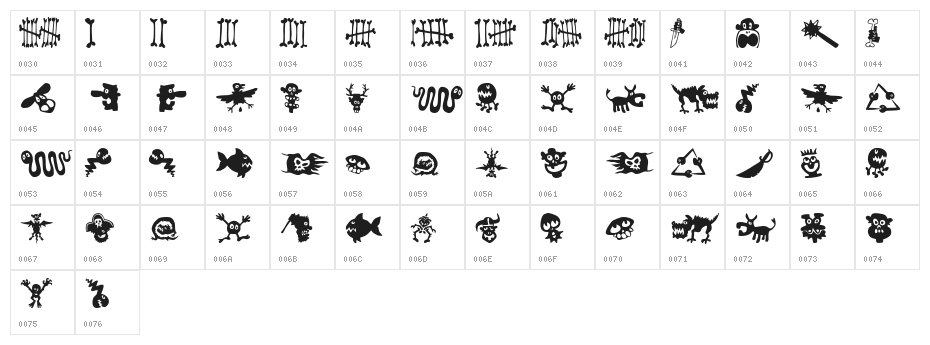 Sam's Dingbats No.1 Character Map
