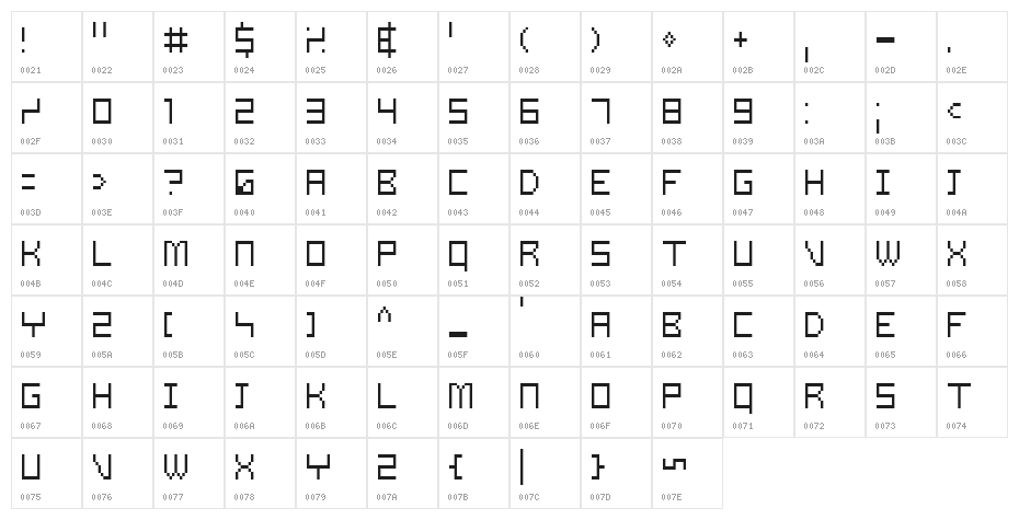 Samson Thin Character Map