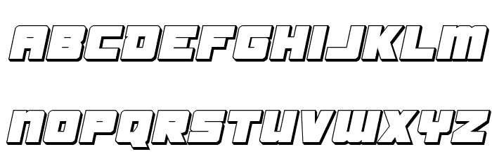Samurai Terrapin 3D Italic Schriftart Kleinbuchstaben