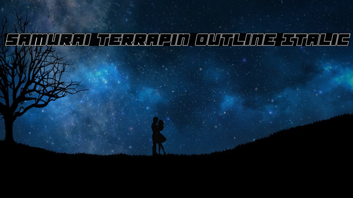 Samurai Terrapin Outline Italic Font examples