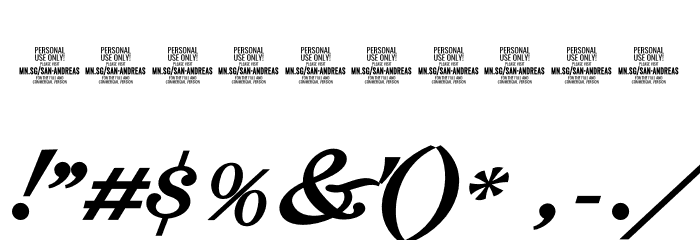 San Andreas PERSONAL USE ONLY PERSONAL USE ONLY Font OTHER CHARS