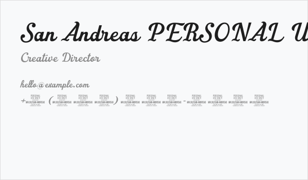 San Andreas PERSONAL USE ONLY PERSONAL USE ONLY Business Card