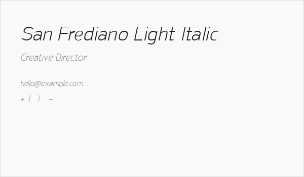 San Frediano Light Italic Business Card