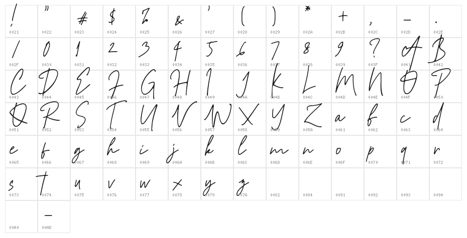Sandhalle Character Map