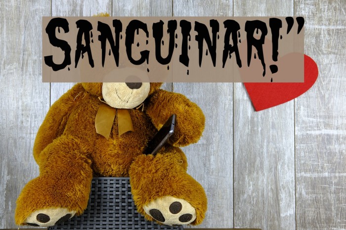 Sanguinary!` Font examples