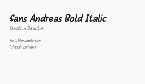 Sans Andreas Bold Italic Business Card