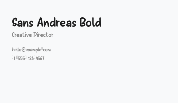 Sans Andreas Bold Business Card
